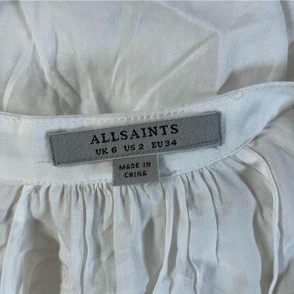 ALLSAINTS ISLE White Ruched Sides Dress Lightweight Loose Fit US 2 **See Pics** - Picture 2 of 14